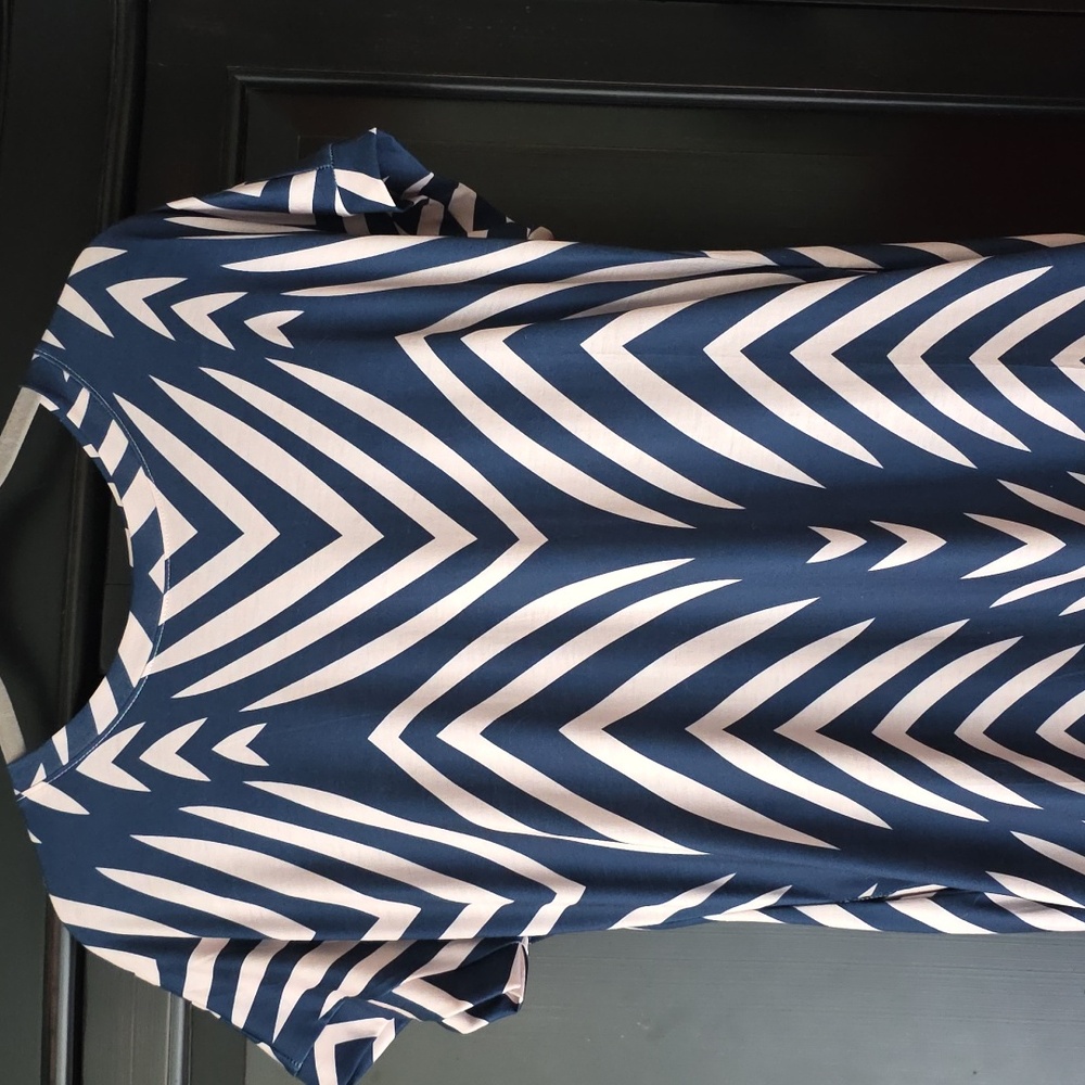 Blue and Tan  Chevron Dress